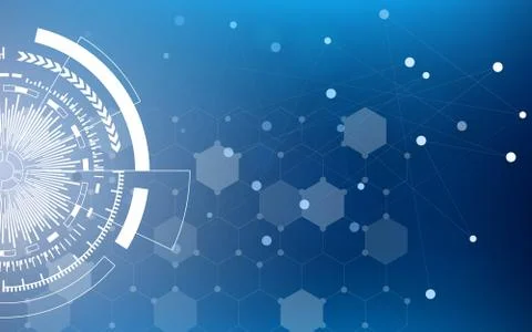 Blue technology circle and computer science abstract background with blue and イラスト素材