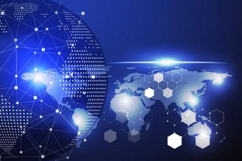 Blue technology circle and computer science abstract background with blue and Stock Illustration