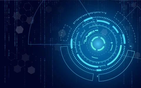Blue technology circle and computer science abstract background with blue and イラスト素材