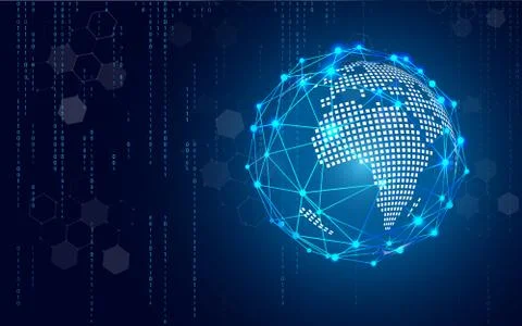 Blue technology circle and computer science abstract background with blue and Illustrazione stock