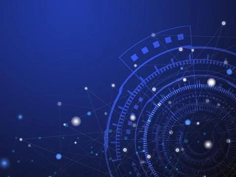 Blue technology circle and computer science abstract background with blue a.. イラスト素材
