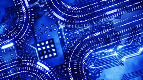 Blue technology circuit board background loop Stock Footage 10664411