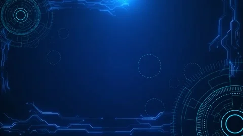 Blue technology circuit frame background with hexagon pattern, futuristic HUD ri Stock Footage 340409193