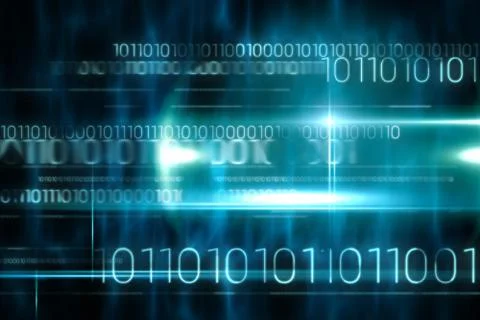 Blue technology design with binary code 库存插图