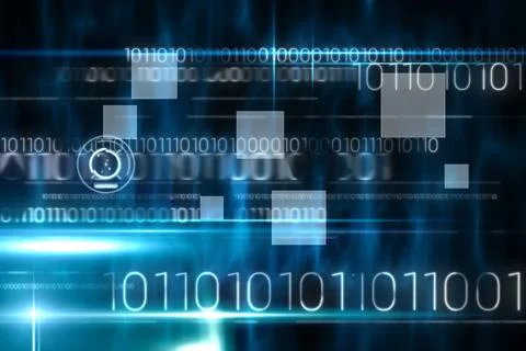 Blue technology design with binary code 스톡 일러스트