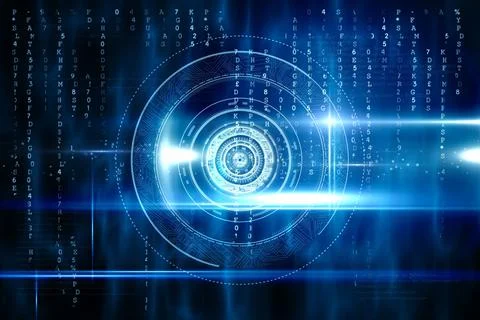 Blue technology design with circle 库存插图