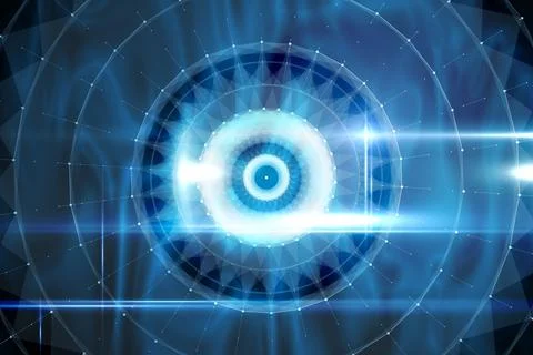 Blue technology design with tunnel Stock Illustration