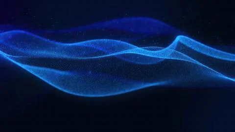 Blue technology digital wave background, wavy motion graphic abstract parti.. 库存插图