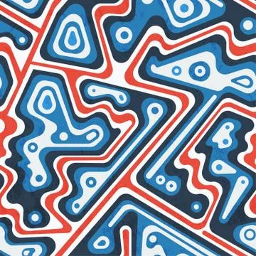 Blue technology geometric seamless pattern Stock Illustration