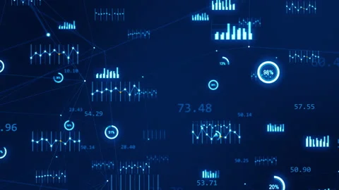 Blue technology icon with chart graph abstract background concept Stock Footage 157116560
