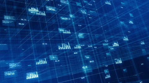 Blue technology icon levitation on digital grid abstract background Stock Footage 157116493