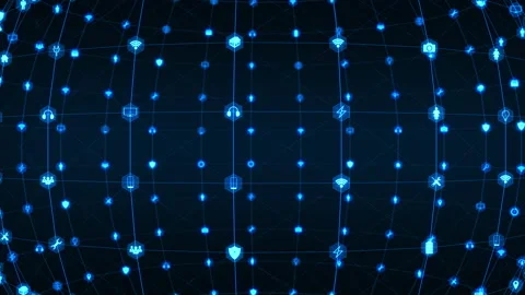 Blue technology icon network connection abstract background concept Video stock 144054501