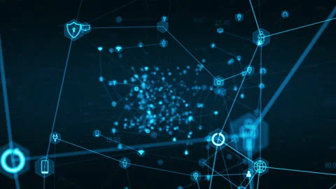 Blue technology icon network connection abstract background concept Stock Footage 144055969