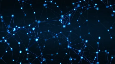 Blue technology icon network connection abstract background concept Stock Footage 144055975