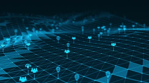 Blue technology icon network connection abstract background concept Stock Footage 144056274