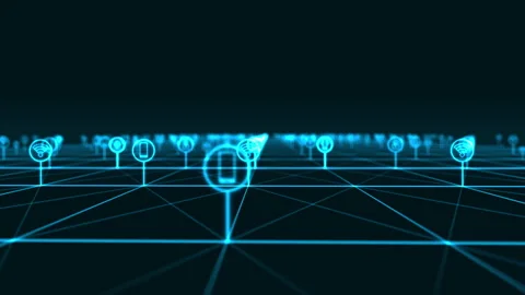 Blue technology icon network connection abstract background seamless loop video Stock-Footage 146771491