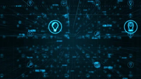 Blue technology icon network connection background concept seamless loop video Stock-Footage 147005221