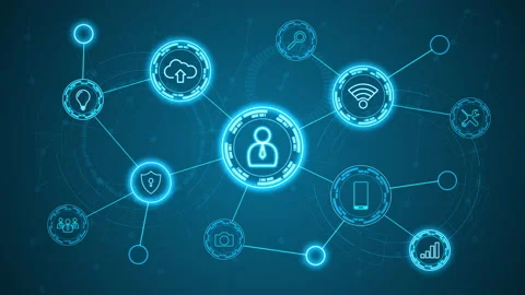 Blue technology icon network connection abstract background concept Stock Footage 147005360