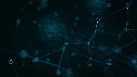 Blue technology icon network connection abstract background Stock Footage 152141156