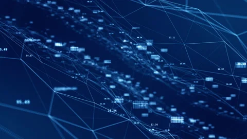 Blue technology icon network connection abstract background seamless loop video Stock Footage 154211308