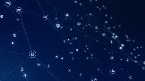 Blue technology icon network connection abstract background Video stock 154265875