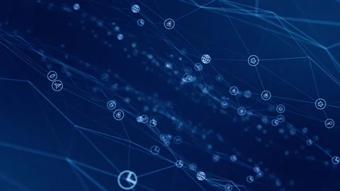 Blue technology icon network connection abstract background seamless loop video Vídeo Stock 154500985