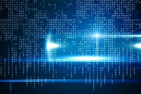 Blue technology interface with binary code Stock Illustration