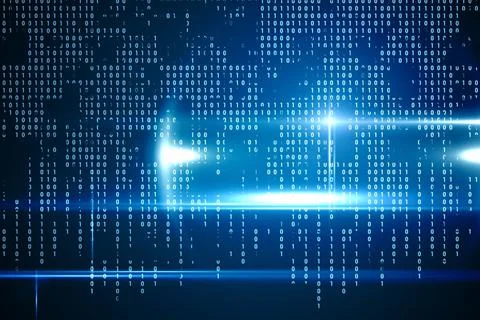 Blue technology interface with binary code Stock Photos