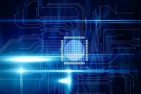Blue technology interface with circuit board 스톡 일러스트
