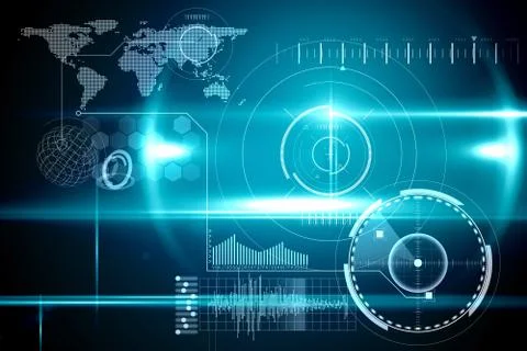 Blue technology interface with glow Stock Illustration