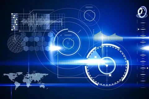 Blue technology interface with glow 스톡 일러스트
