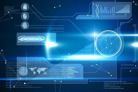 Blue technology interface with glow Stock Illustration
