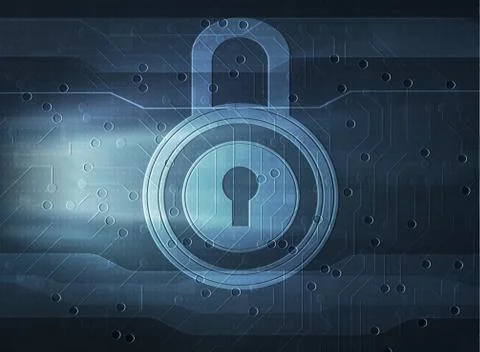 Blue technology lock Stock Illustration