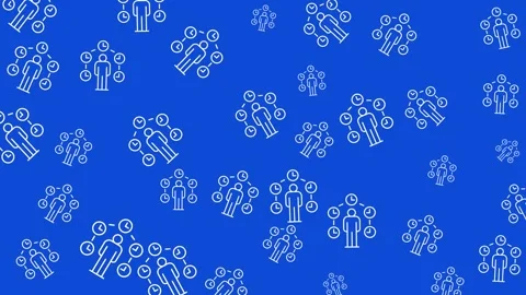 Blue Technology Pattern with White Laptop and Data Network Icons for Background Stock Footage 345539080