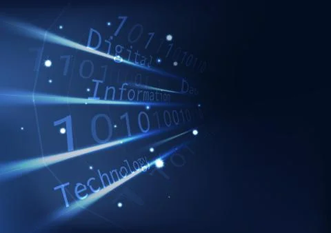 Blue technology perspective with code database information, digital art future イラスト素材