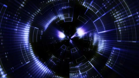 The blue technology space tunnel keeps rotating, the space-time tunnel Stock Footage 275202218