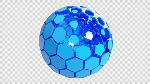 Blue Technology Sphere Unfolding On Transparent background Stock Footage 244640889