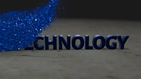 Blue Technology Text Word Name with Digital Particles on Dark Background Vídeos de archivo 296170954