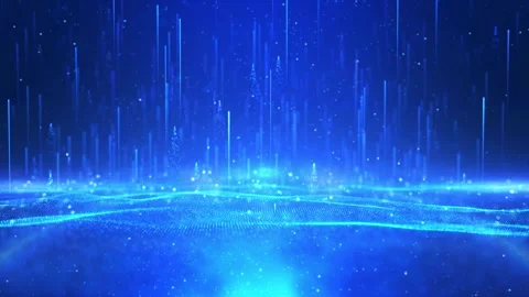Blue Technology Wave Particles 動画素材 338187665