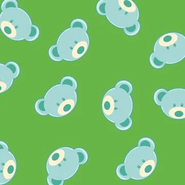 Blue teddy bear face background pattern Stock Illustration