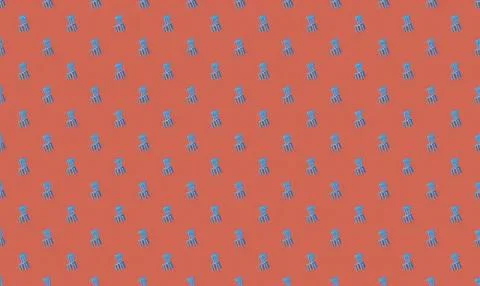 Blue teddy bear pattern on orange background Illustrazione stock