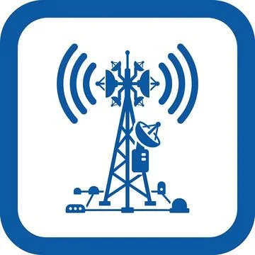 Blue telecommunication tower vector icon for mobile connectivity and broadc.. Stock-Illustration