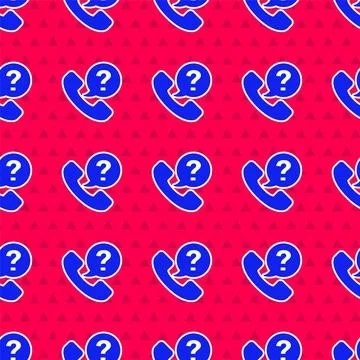 Blue Telephone 24 hours support icon isolated seamless pattern on red background Stock Illustration
