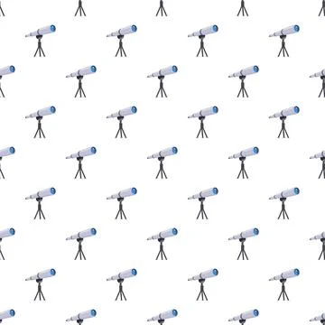 Blue telescopes creating seamless pattern on white background Stockillustratie