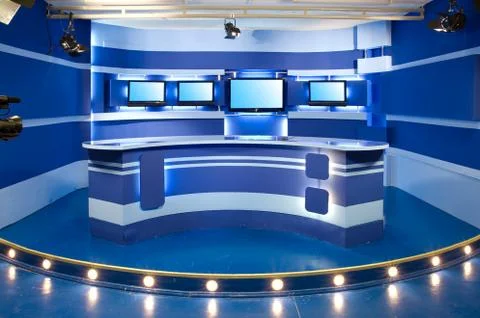 Blue television studio Stock Photos