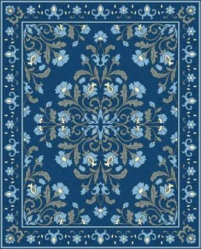 Blue template for carpet. Illustrazione stock