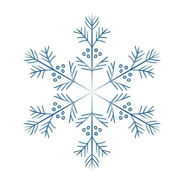 Blue template snowflake with shadow. Isolated snowflakes icon, round mandala Stock Illustration