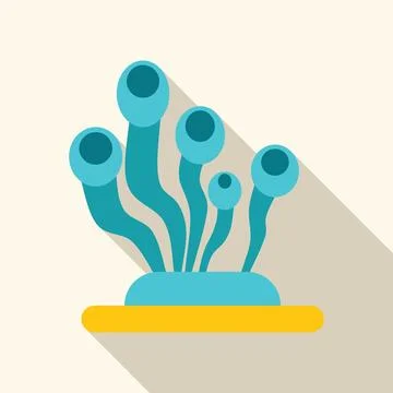 Blue tentacles emerging from yellow base with long shadow Illustrazione stock