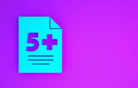 Blue Test or exam sheet icon isolated on purple background. Test paper, exam  Stock Illustration