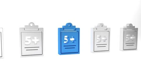Blue Test or exam sheet icon isolated on white background. Test paper, exam.. Stock Illustration
